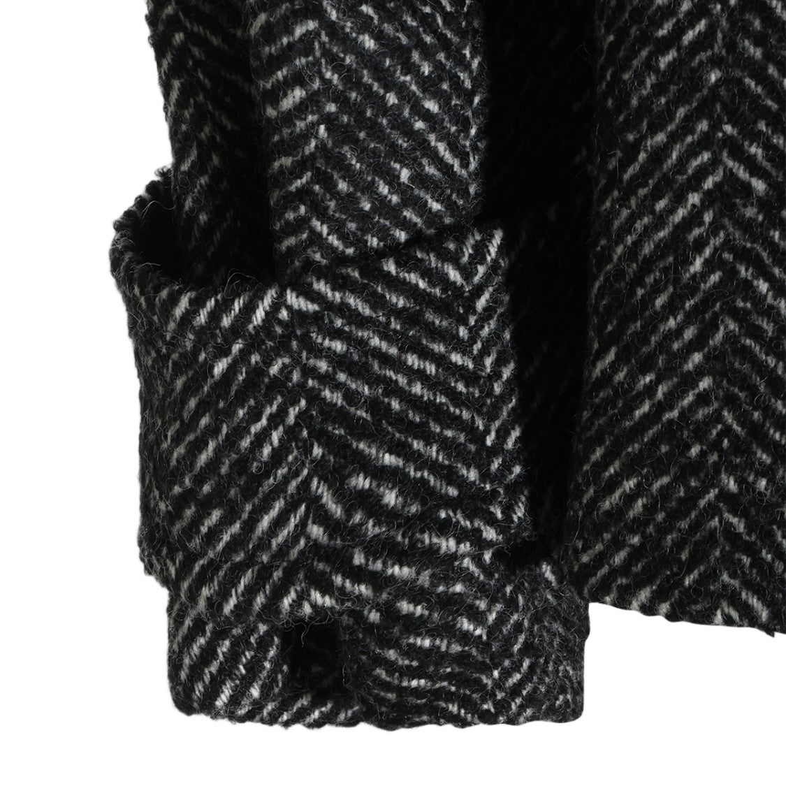 Antonelli Firenze Black White Textured Herringbone Coat