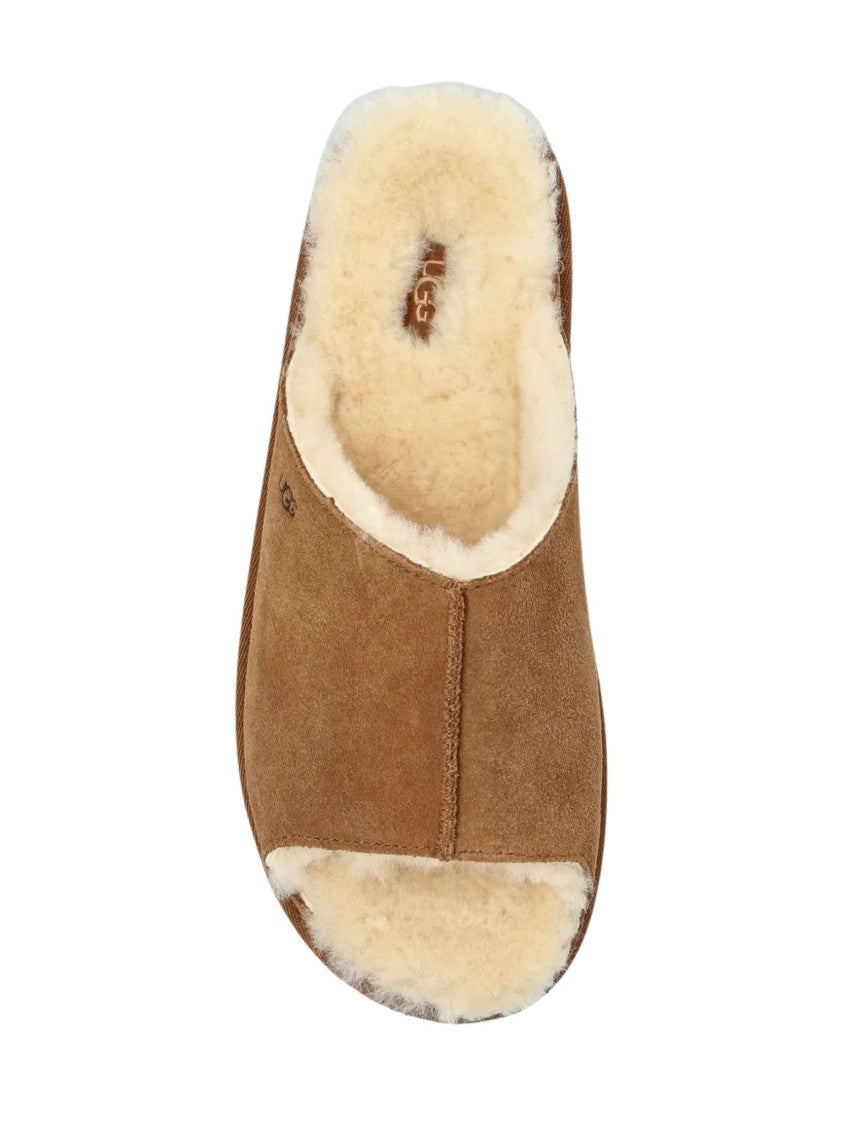 Ugg Brown Plush Shearling Suede Sandals