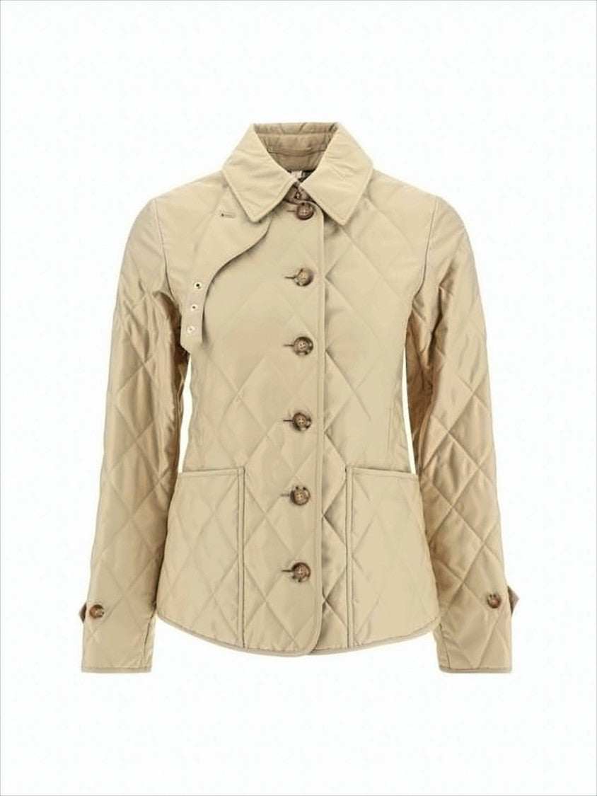 Burberry Diamond Quilted Jacket With Tailored Fit And Button Details