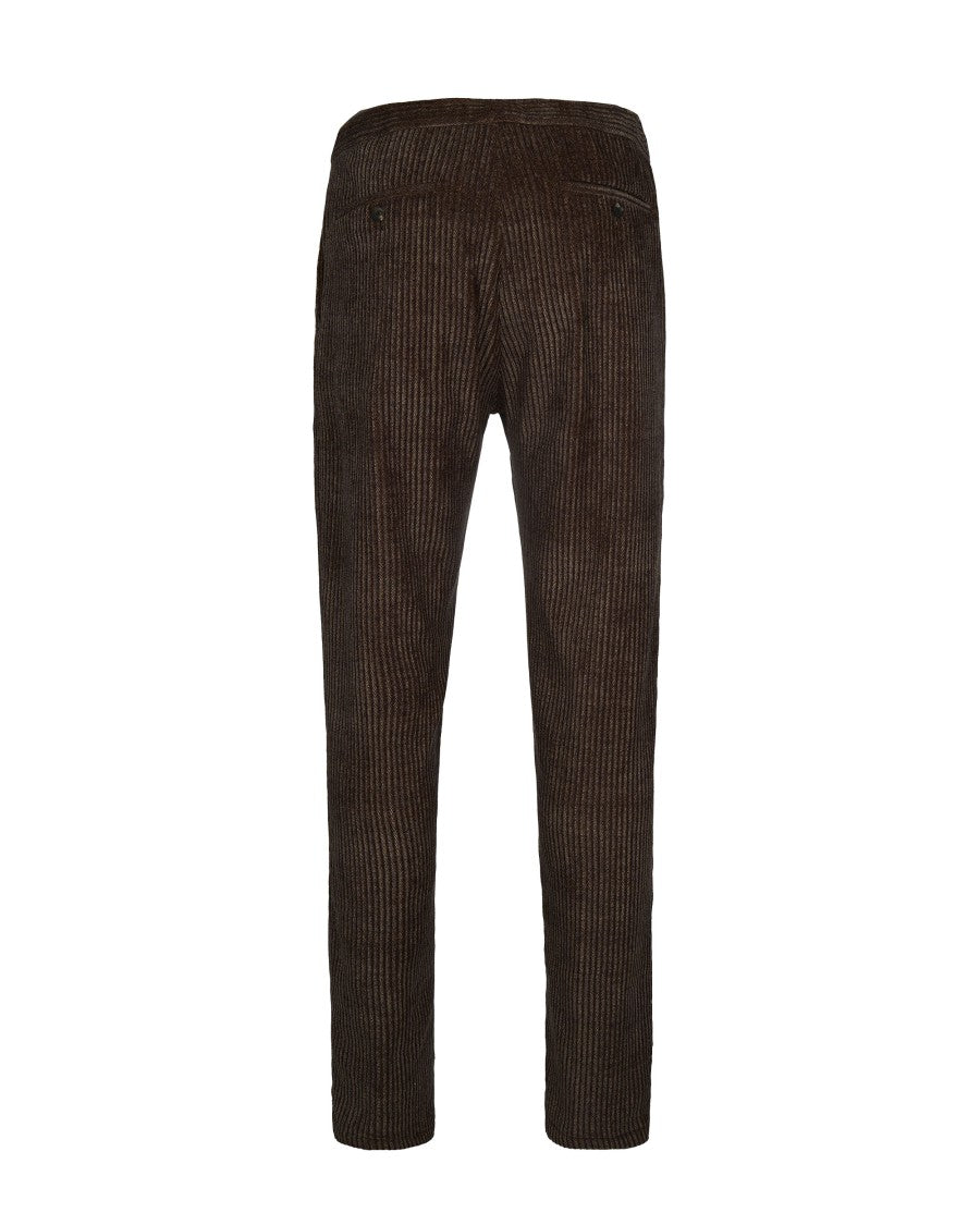 Emporio Armani Regular Fit Textured Brown Stretch Pants