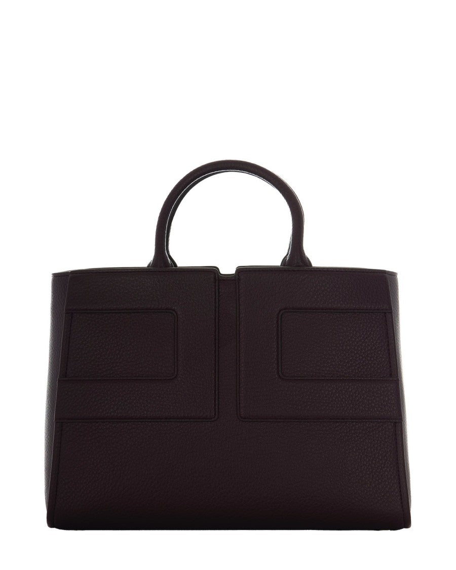 Elisabetta Franchi Medium Tote Bag With Embossed Logo Bordeaux