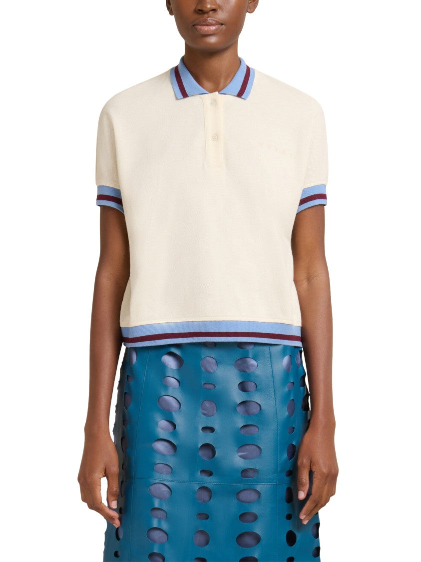 Marni Cropped Polo Shirt With Contrasting Ribbed Trims