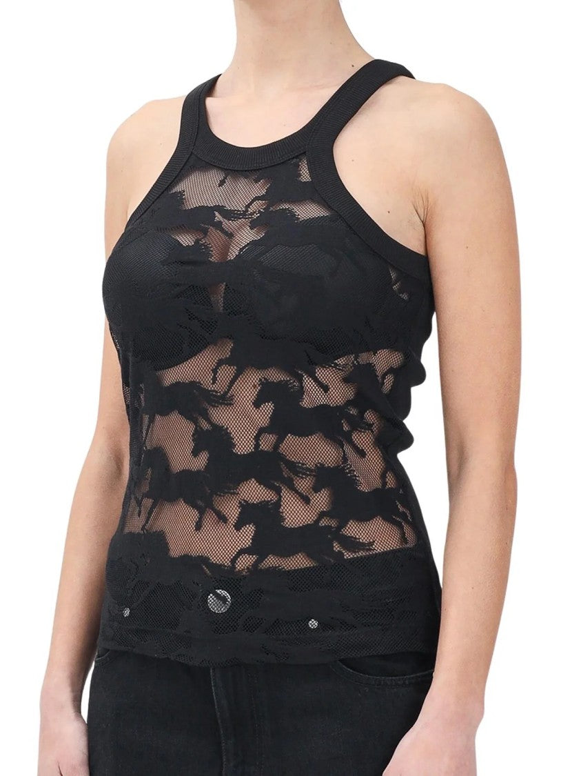 Reimagine Pinko X Mcdowell Black Lace Floral Stretch Cotton Camisole