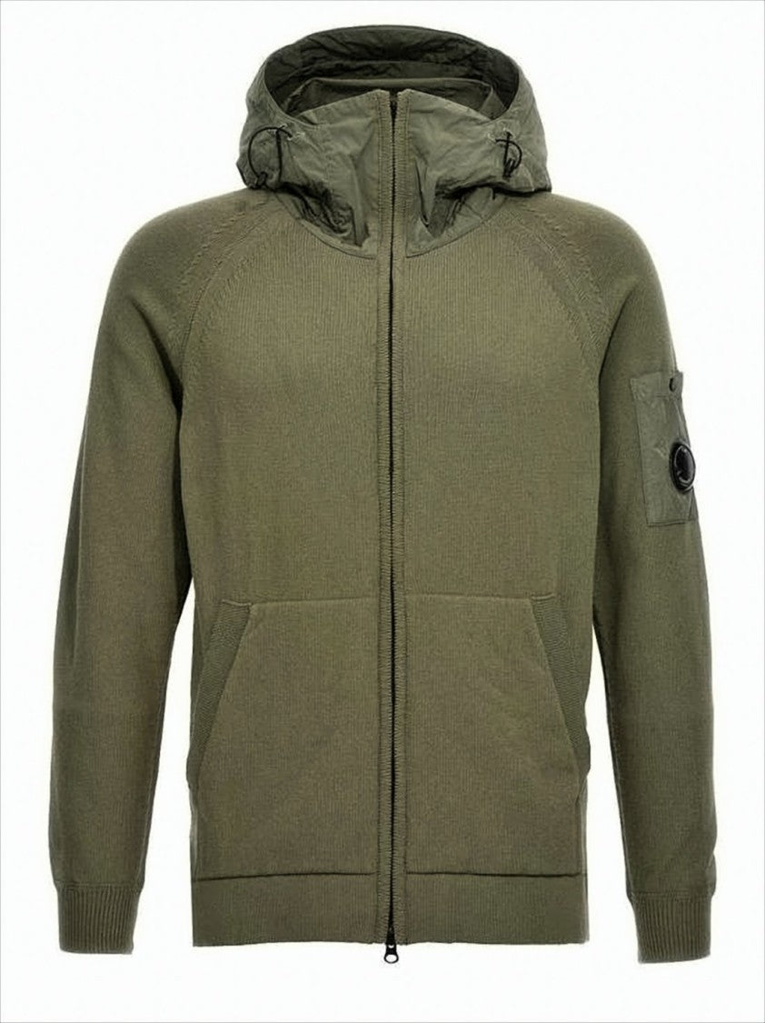 C.P. Company Knitted Hooded Jacket With Distinctive Patch Pocket