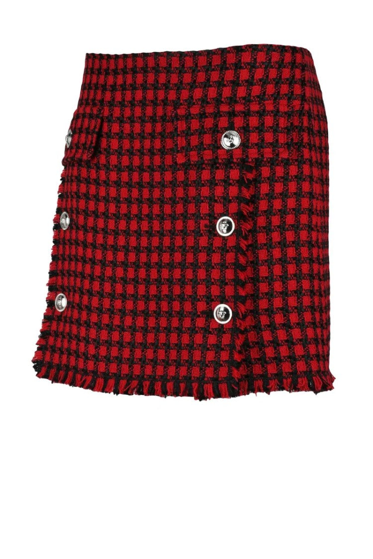 Versace Collection Mini Bouclé Skirt - Red/Black