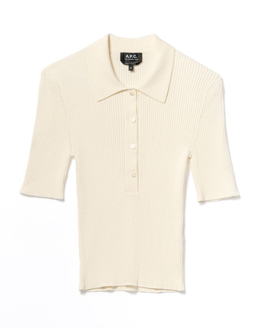 A.P.C. Ribbed Knit Sweater With Polo Collar