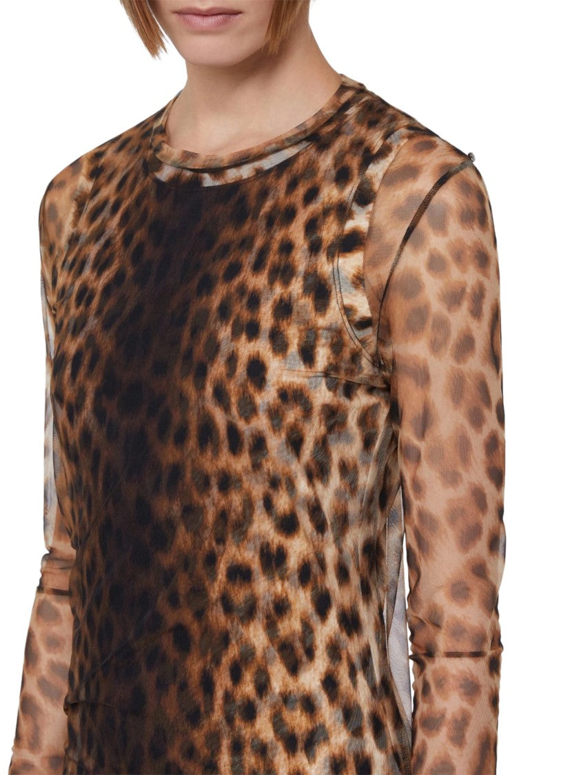 Max Mara Midi-Length Jersey Dress With Bold Leopard Print