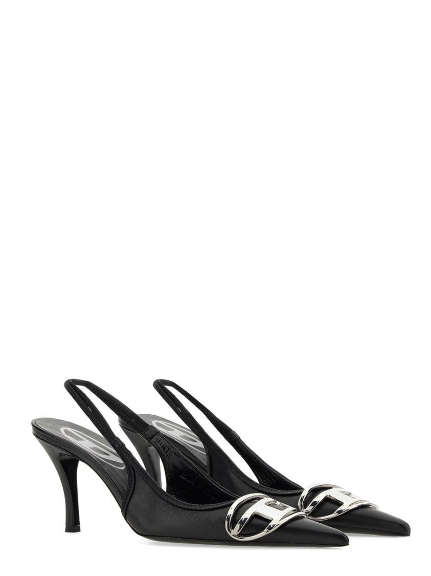 Diesel D-Venus Sb Leather Metallic Buckle Pumps