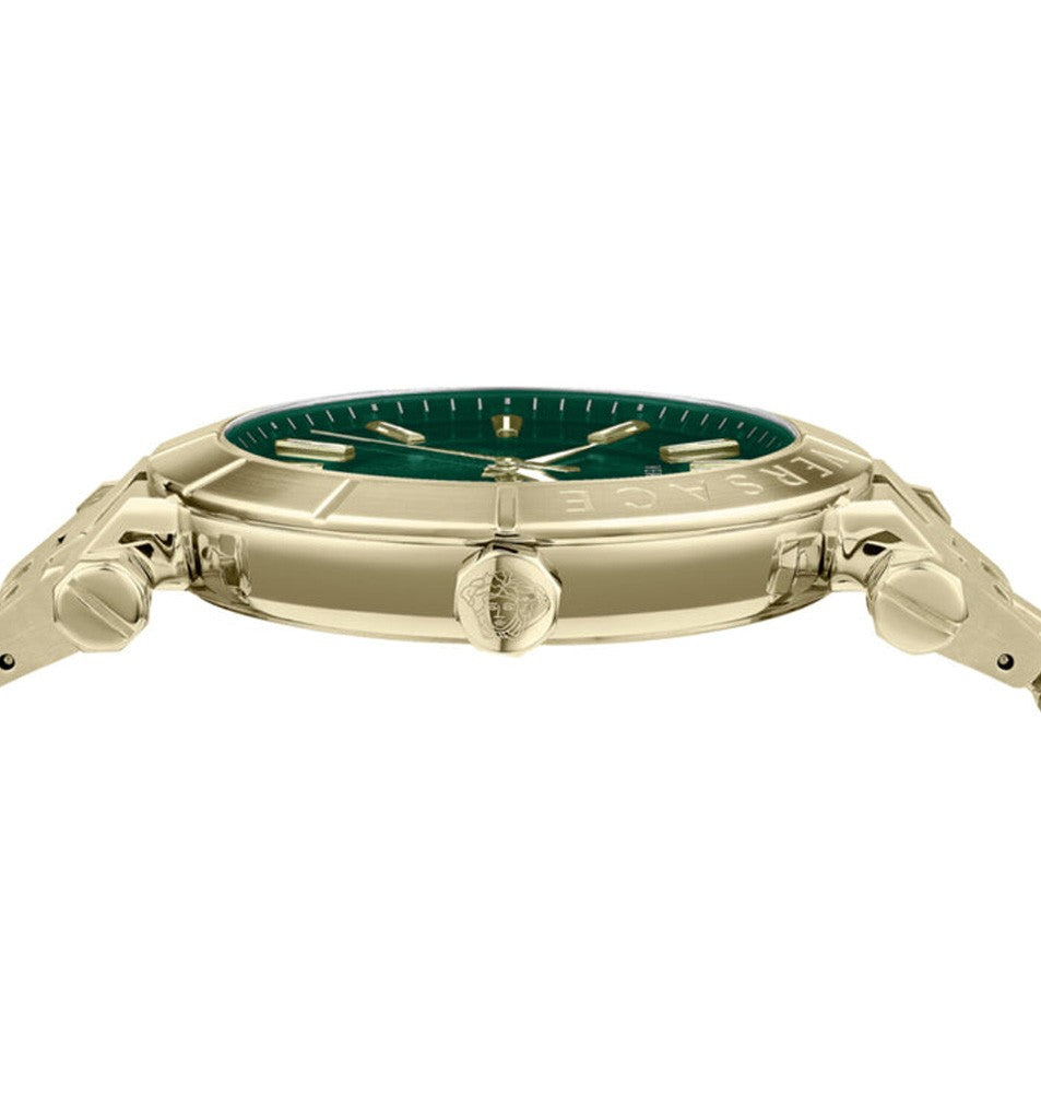 Versace Men's Quartz Watch With Green Dial And Gold-Tone Case