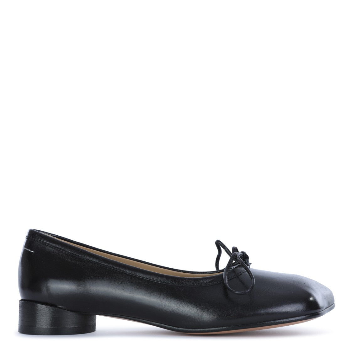 Mm6 By Maison Margiela Black Leather Four Stitches Ballet Flats