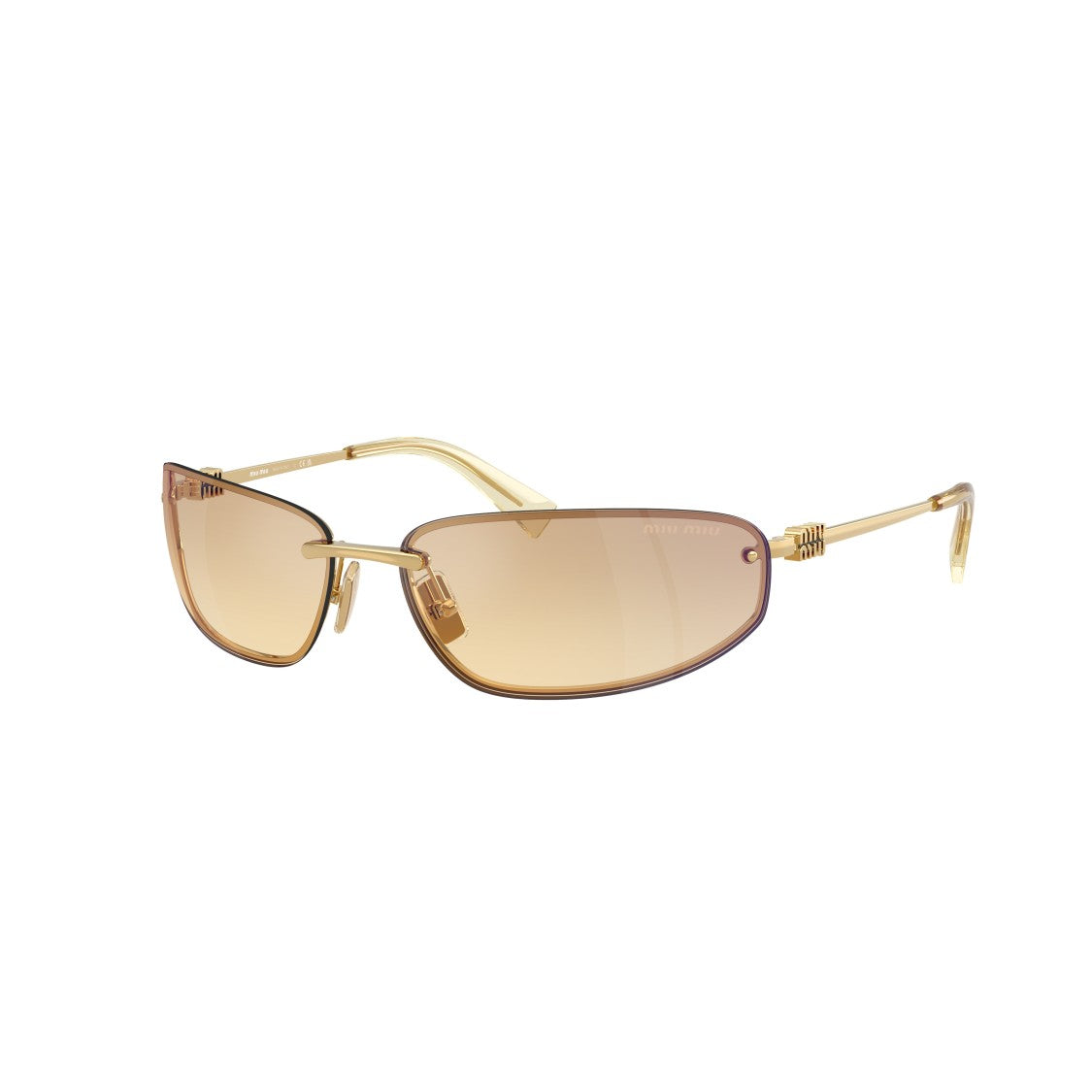 Miu Miu Rectangular Lens Sunglasses With Gold Frame