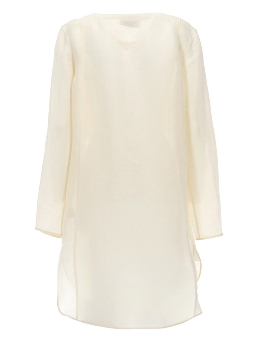 Tory Burch Lightweight Linen-Silk Semi-Sheer Tunic Shirt