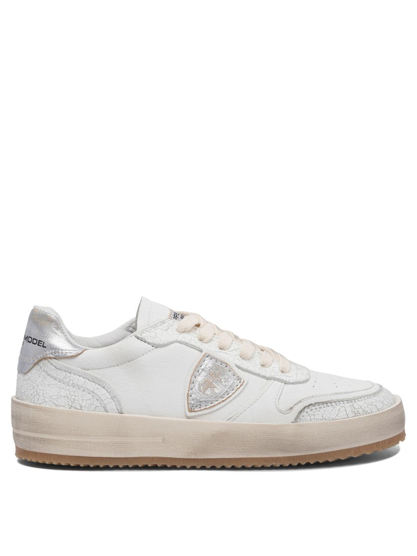 Philippe Model Paris Textured Leather Slip-On Sneakers