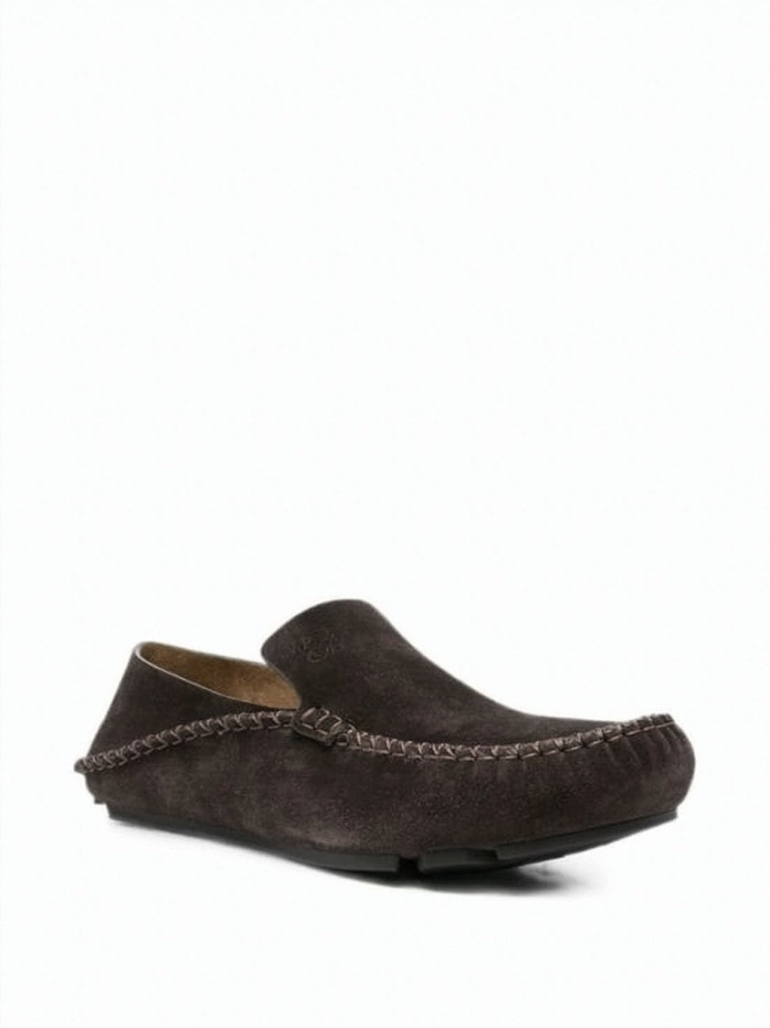 Loewe Suede Slip-On Loafers With Whipstitch Detailing