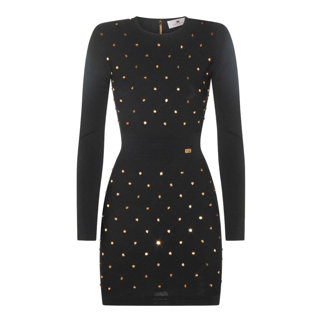 Elisabetta Franchi Studded Mini Dress With Round Collar