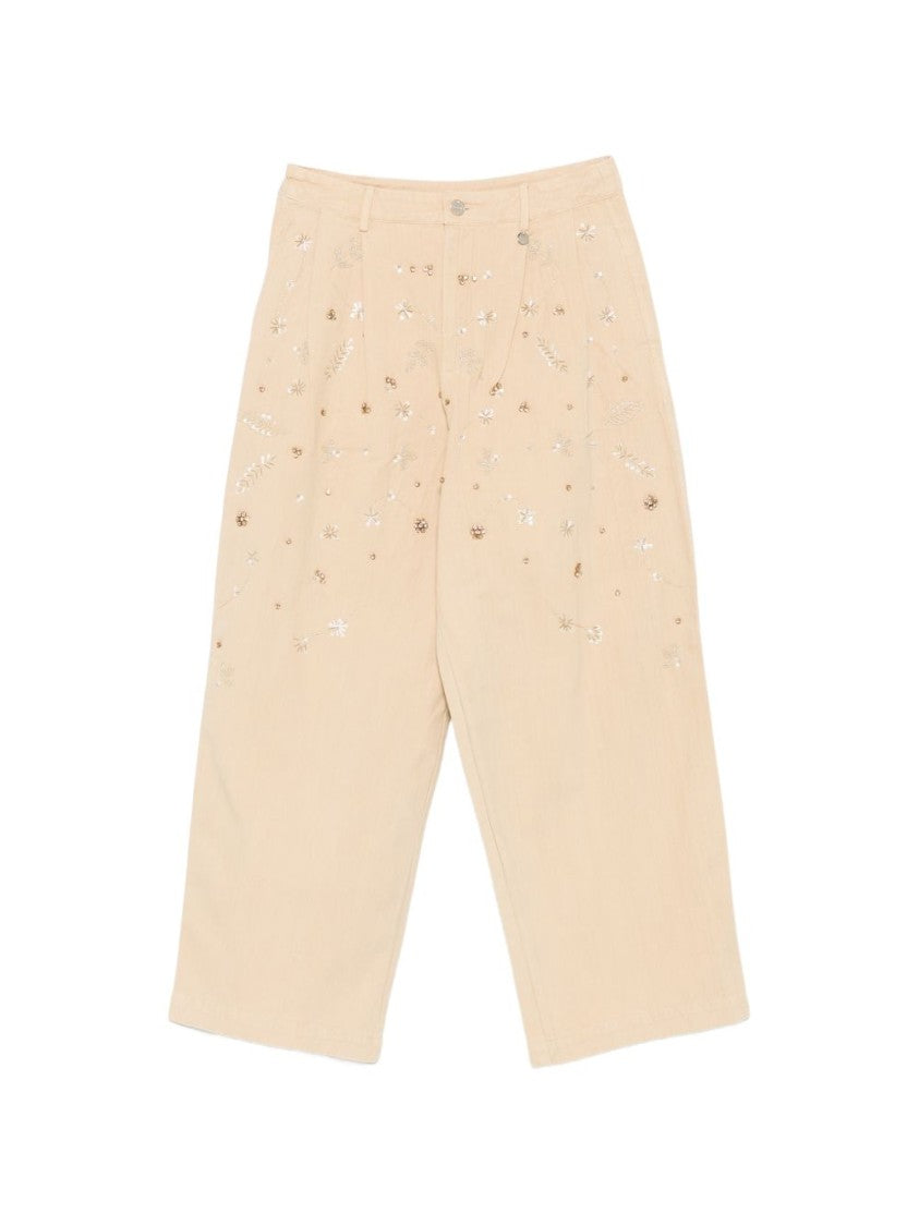 Liu Jo Beige Embroidered Sequin Shorts