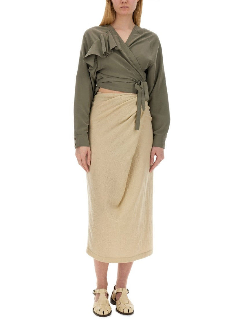 Alysi Cropped Ruffled Top With Waist Tie