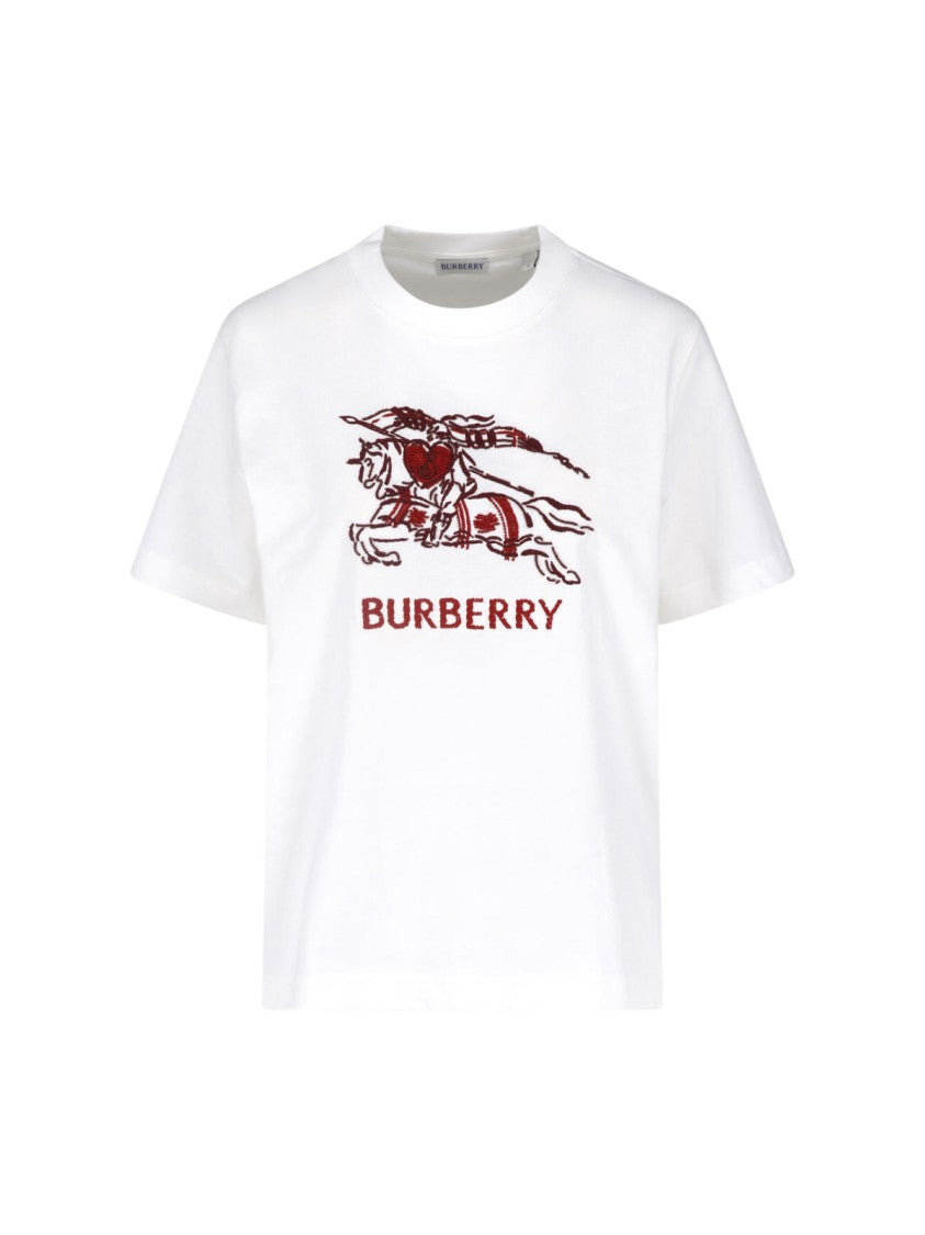 Burberry White Cotton Heart Knight T-Shirt
