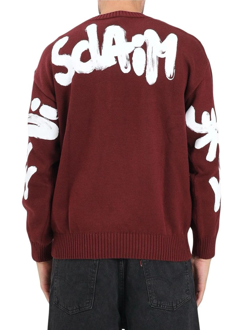 Disclaimer Disclaimer Crew Neck Sweater With Ribbed Details And Bold Graphics