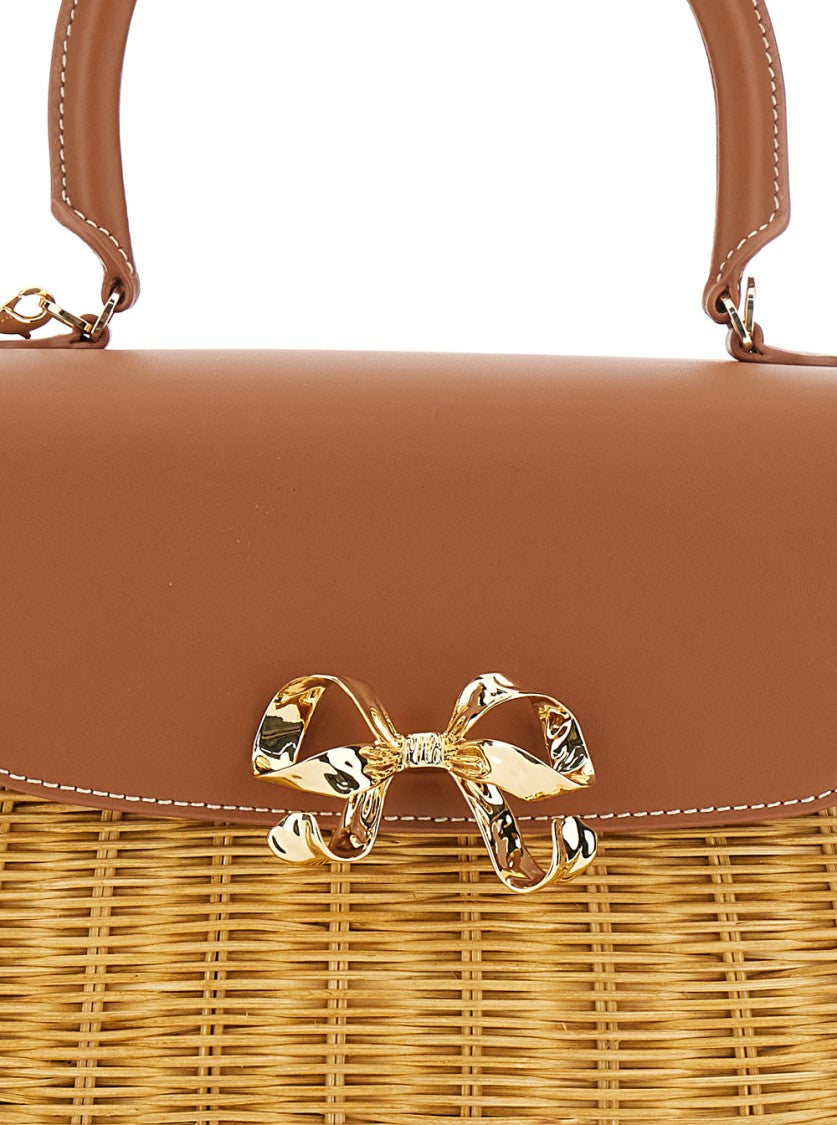 Self-Portrait Rattan Mini Bow Bag