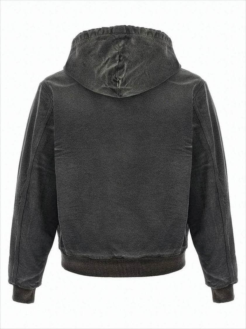 Auralee Zip-Up Cropped Hoodie With Drawstring