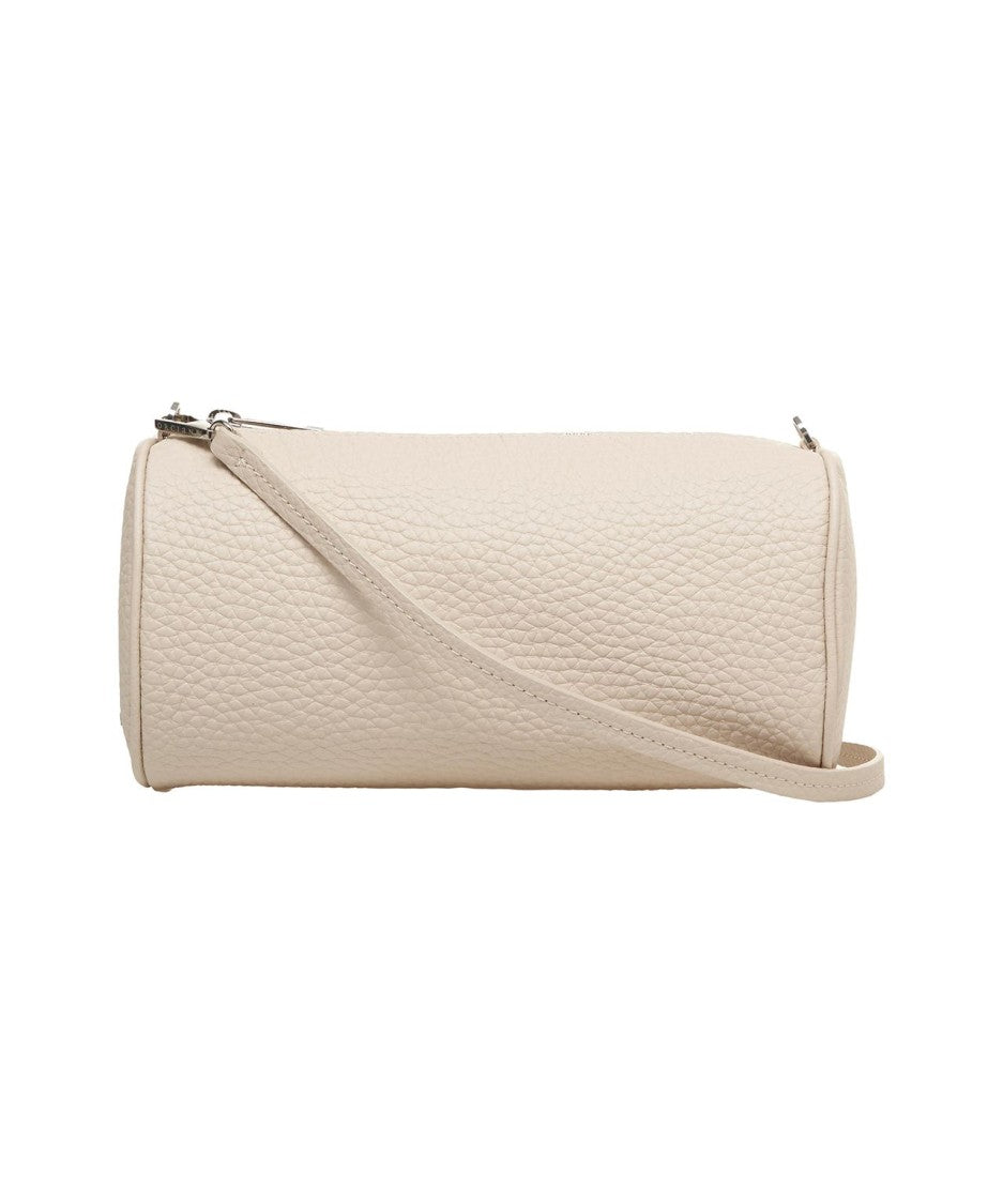 Orciani Chic Beige Leather Bowling Bag