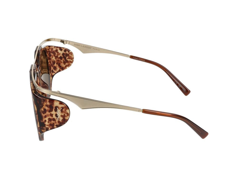 Saint Laurent Havana Gold Accents Oversized Aviator Sunglasses