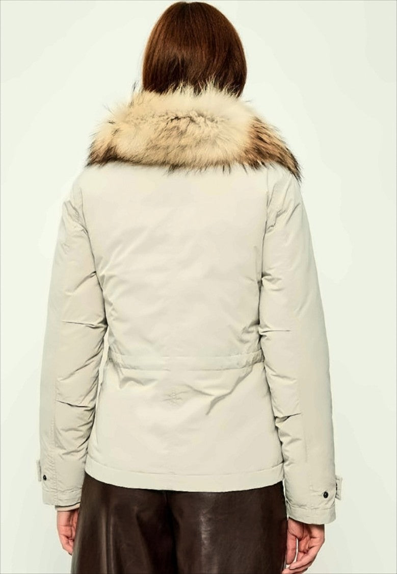 Woolrich Plush Fur-Trimmed Down Jacket With Concealed Closure