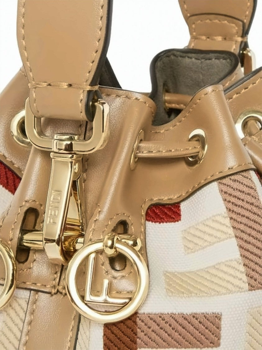 Fendi Jacquard Velvet Mini Bucket Bag With Drawstring Closure