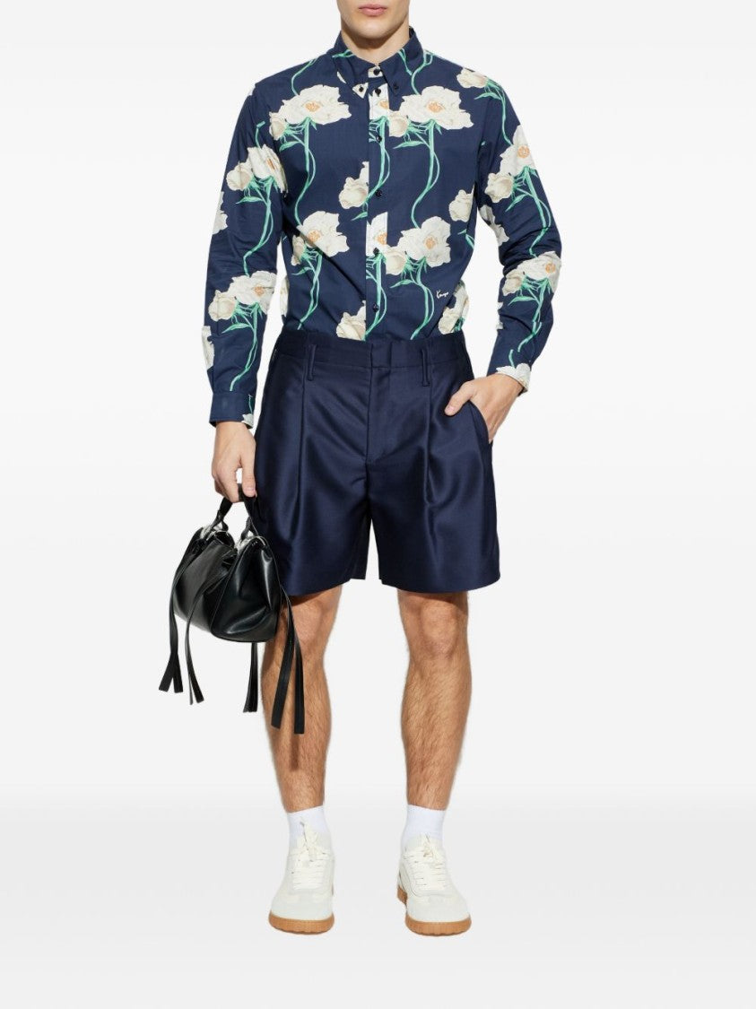 Kenzo Blue Silk And Nylon Classic Shirt