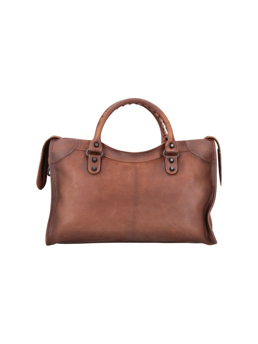 Balenciaga Medium Lamb Leather Shoulder Bag With Brass Accents