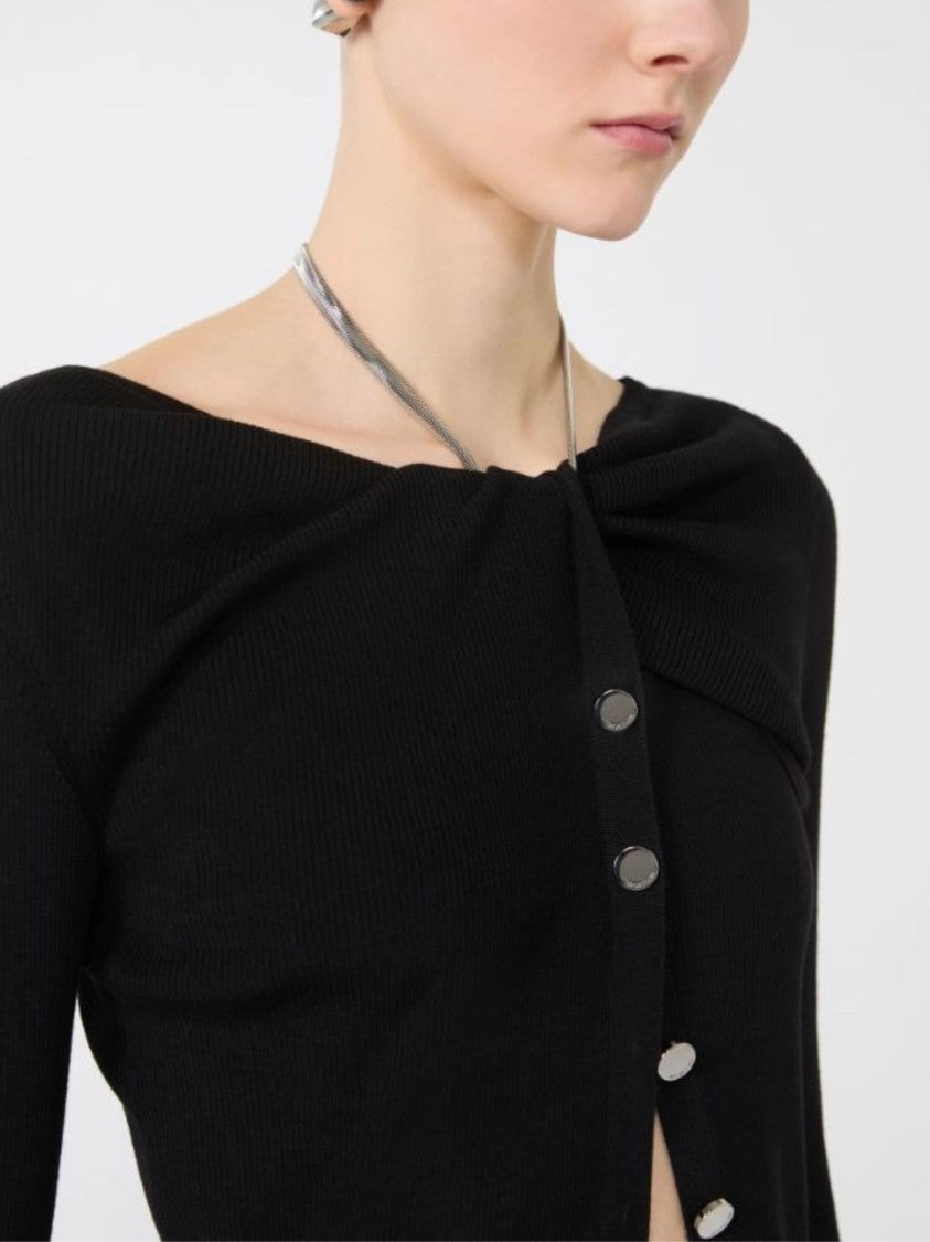 Sportmax Black Boat Neckline Knitted Cardigan