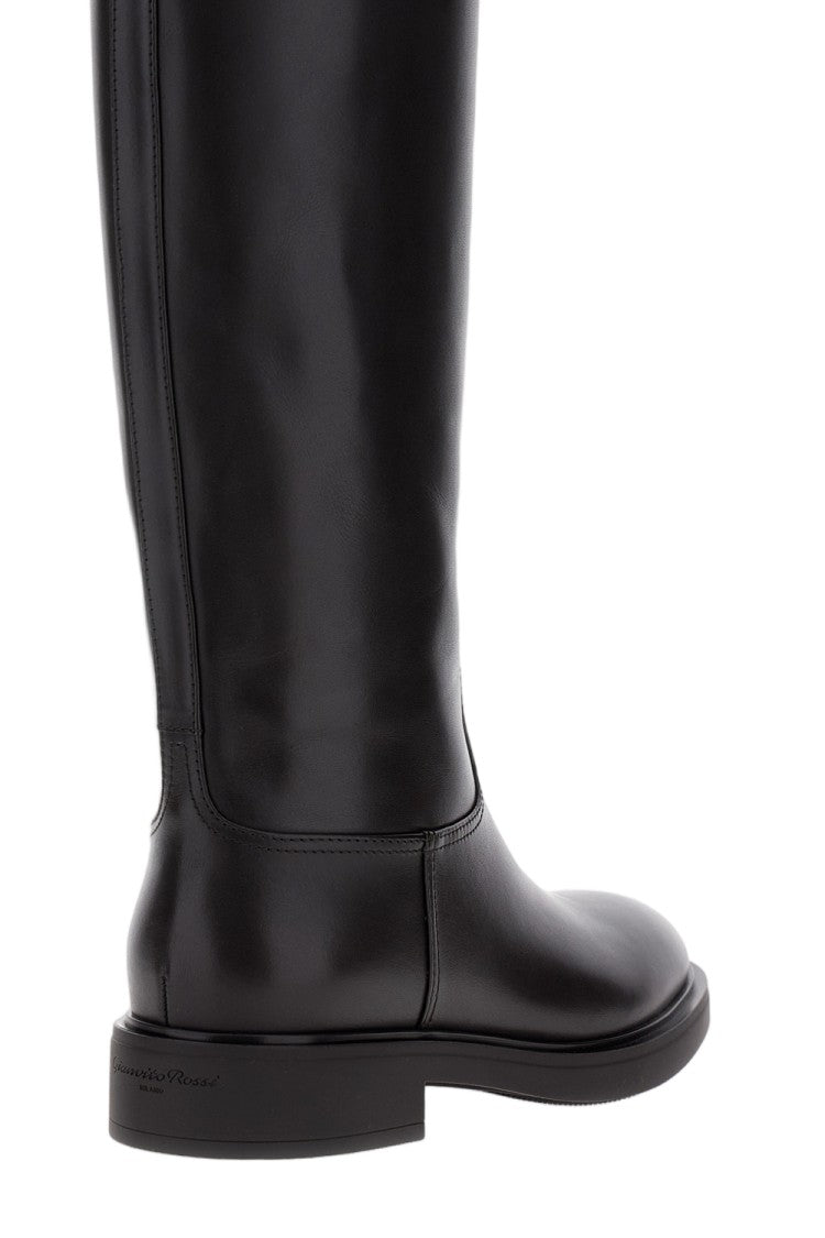 Gianvito Rossi Leather High Boots With Gold Application Detail