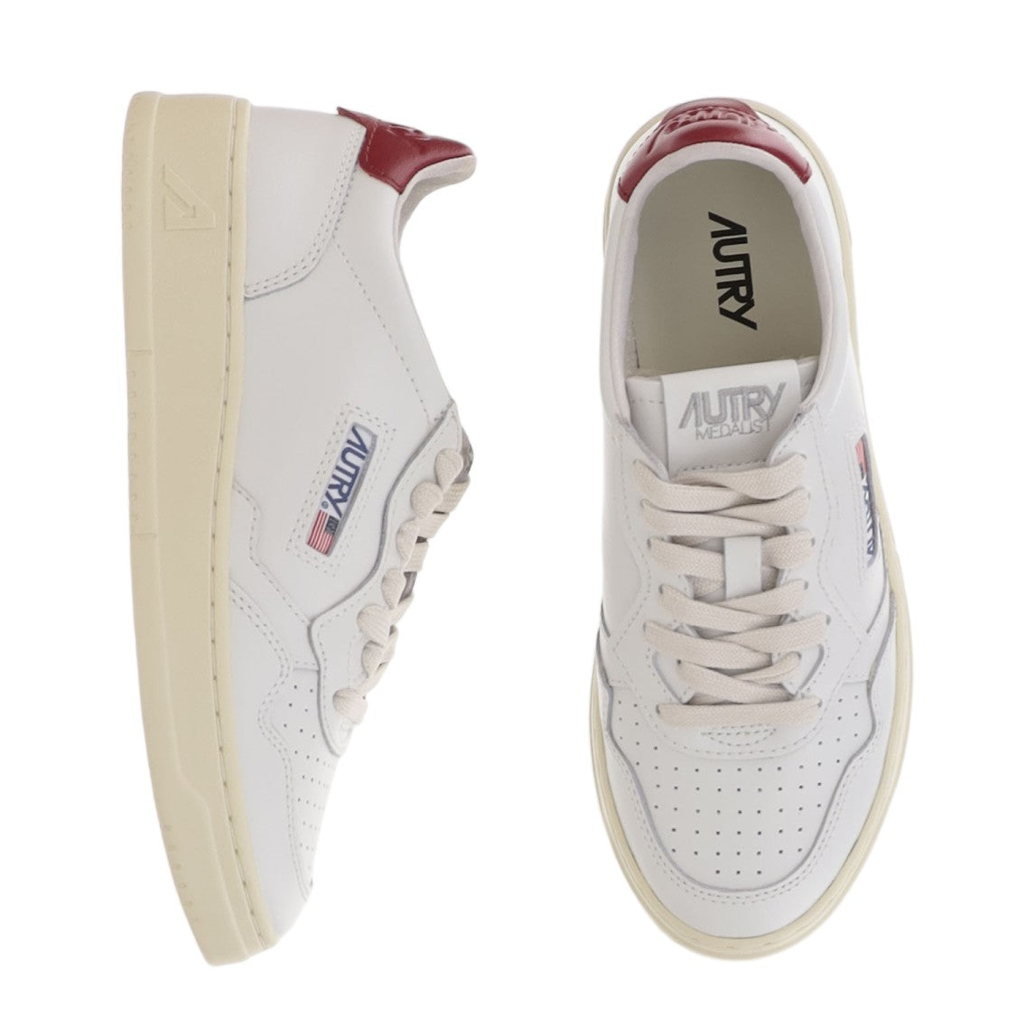 Autry Low-Top Leather Sneakers With Contrast Heel Tab And Logo Details