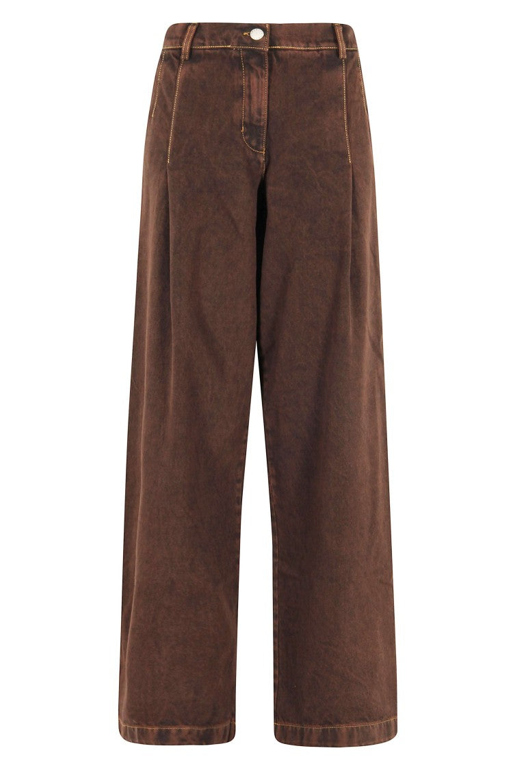 Federica Tosi Relaxed Wide-Leg Jeans With Shaded Dark Brown Finish