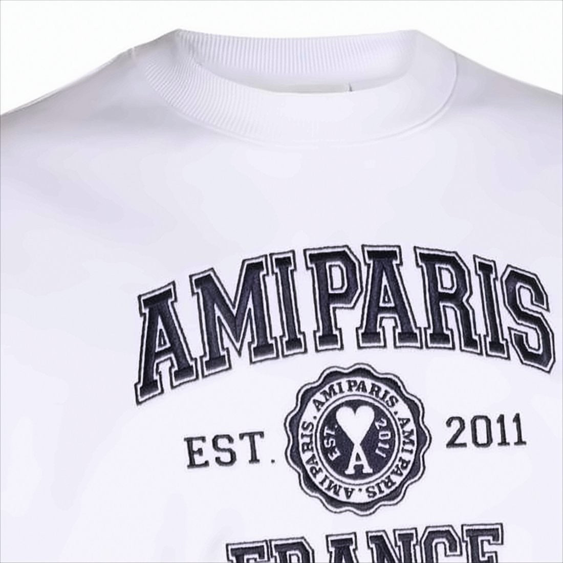 Ami Paris Long-Sleeve Sweatshirt With Collegiate-Style Emblem