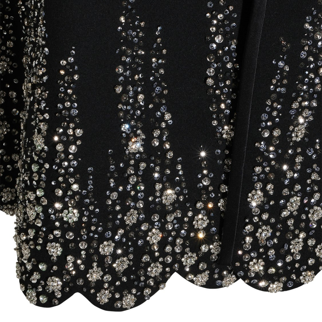 Valentino Midi-Length Cape With Round Collar And Intricate Hem Embellishments