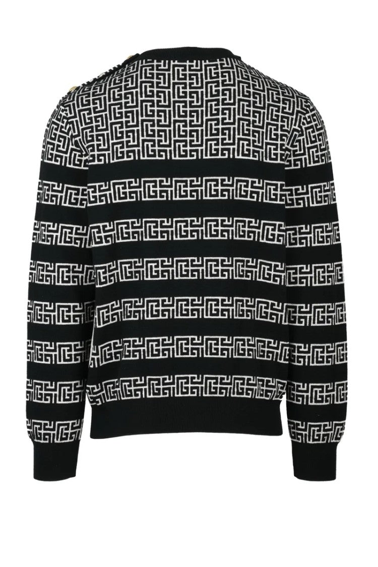 Balmain Crew Neck Sweater - Black/Grey