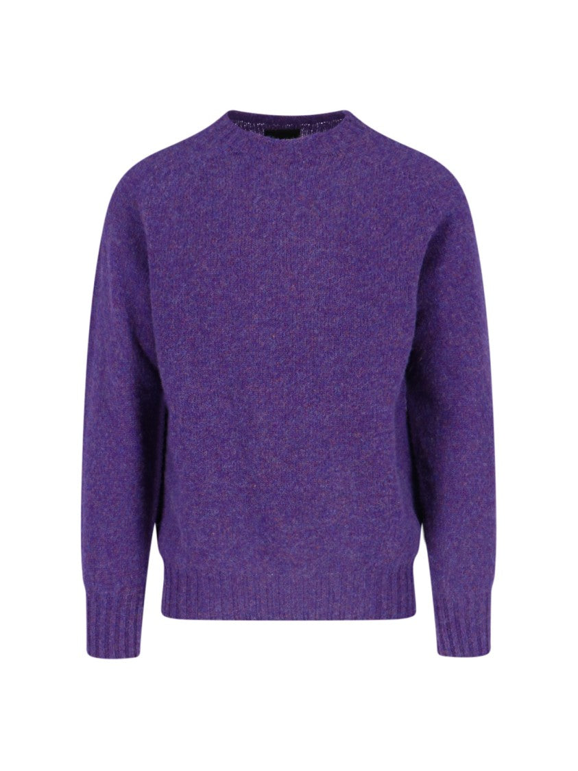 Howlin Crewneck Sweater In Dense Shetland Wool With Ribbed Finishes