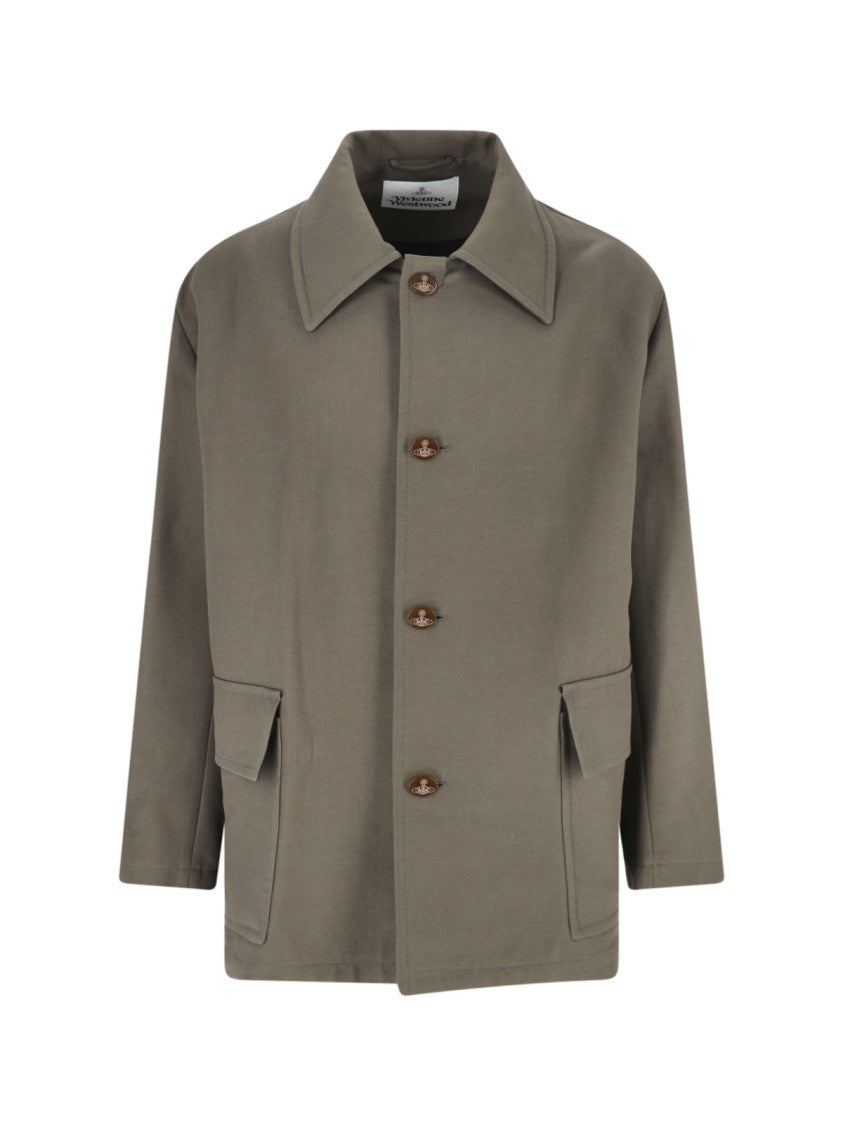 Vivienne Westwood Donkey Taupe Pointed Collar Cotton-Blend Jacket