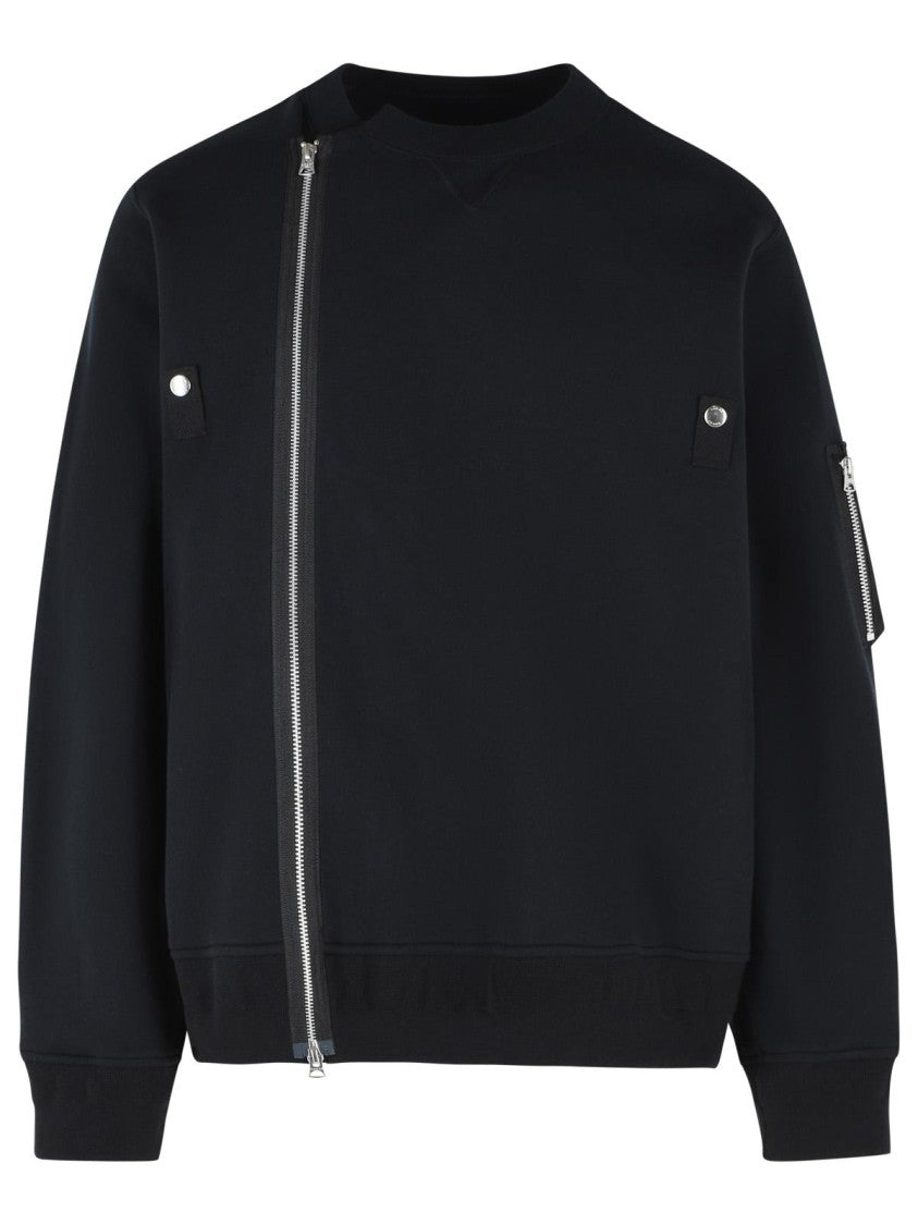 Sacai Minimalist Black Cotton Blend Sweatshirt