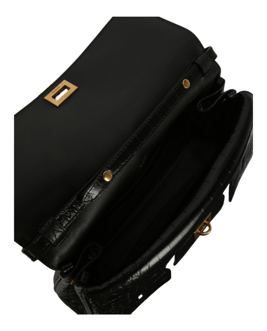 Balenciaga Bel Air Small Croc-Embossed Leather Clutch Bag