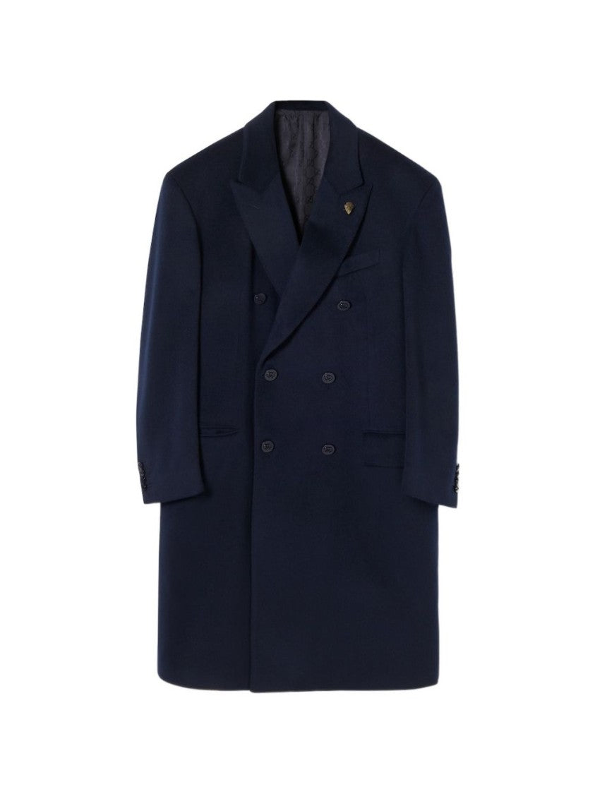Gucci Dark Blue Double-Breasted Cashmere Coat