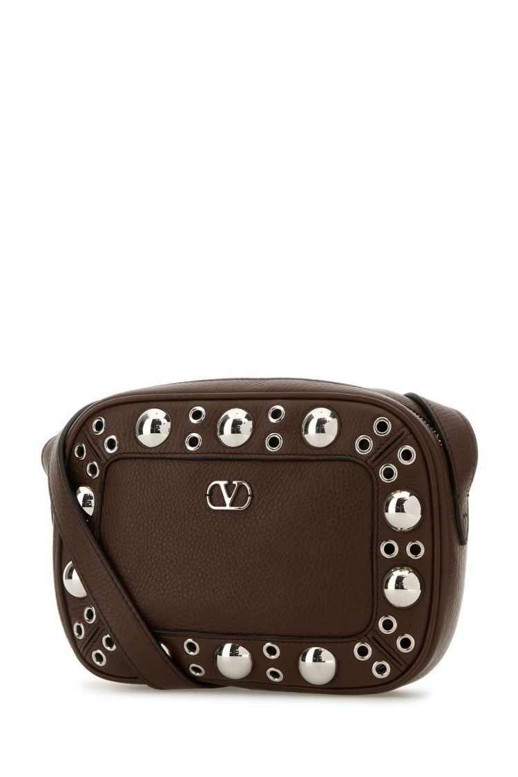 Valentino Garavani Brown Leather Nellcôte Shoulder Bag