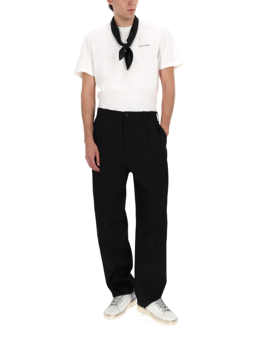 Golden Goose High Waist Front Pleats Virgin Wool Trousers Pants