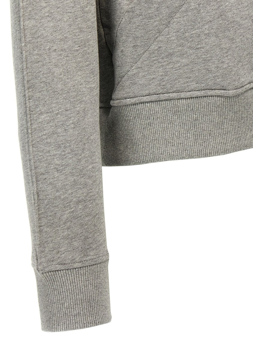 The Attico Cropped Grey Sweatshirt With Embossed Logo