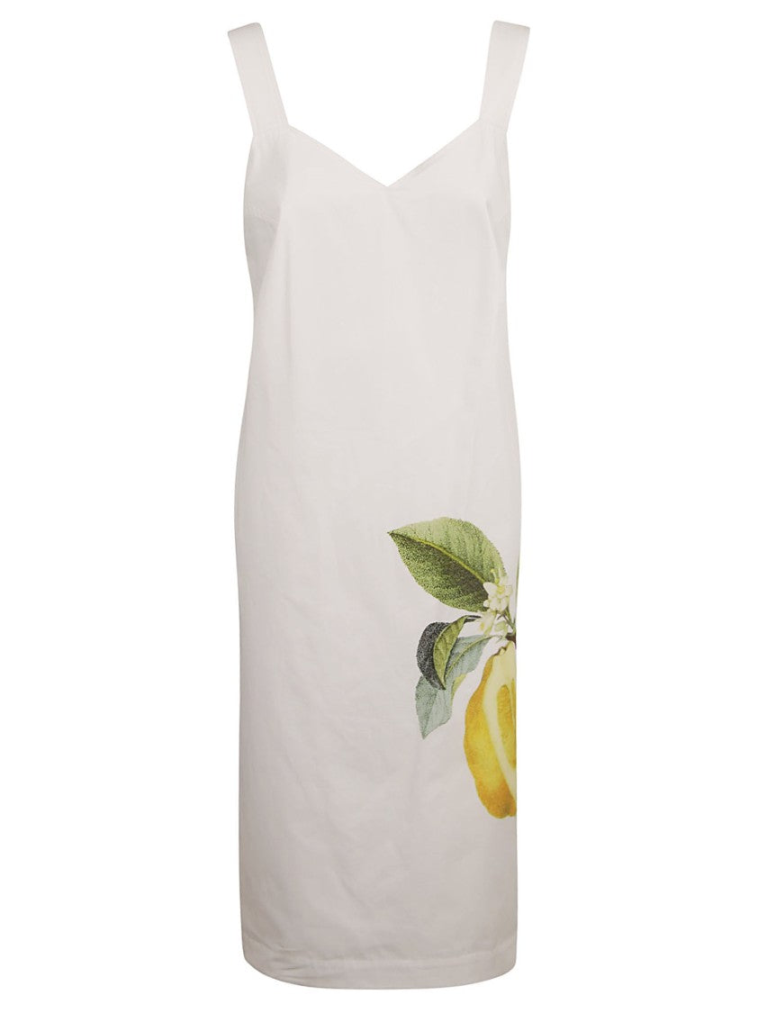 Max Mara Lemon Print Dress With Fitted Silhouette
