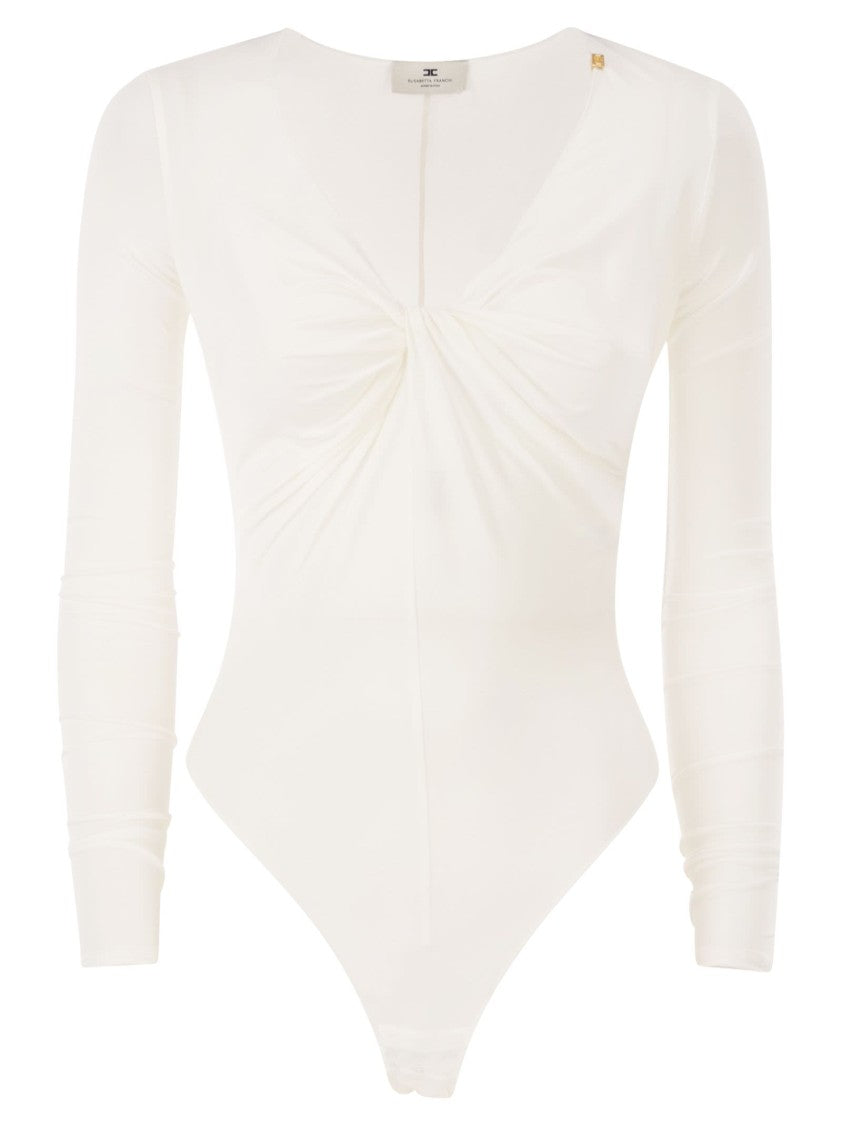 Elisabetta Franchi Crêpe Jersey Bodysuit With Draping