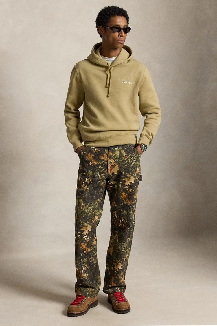 Polo Ralph Lauren Khaki Script Logo Pullover Hoodie
