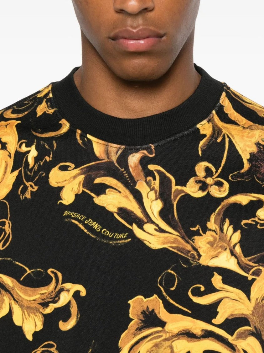 Versace Jeans Couture Black Blue Ornate Print Sweatshirt